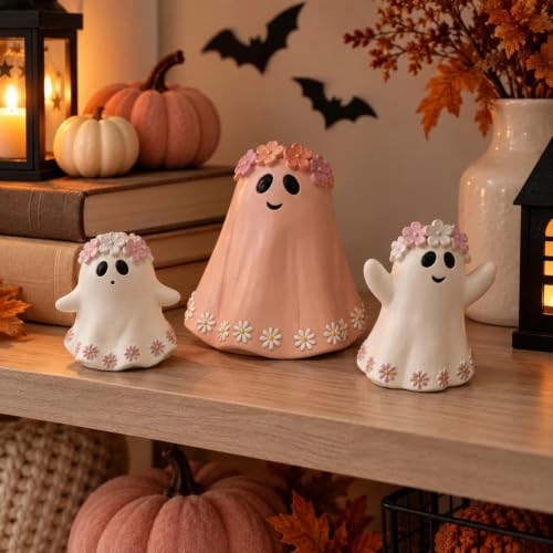caiydramy 5.7" 3 Pcs Halloween Ghost Figurines, Cute Girly Table Decor - image 5