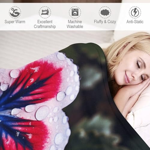 Manta de forro polar suave para cama y sofá con diseño de flor 6