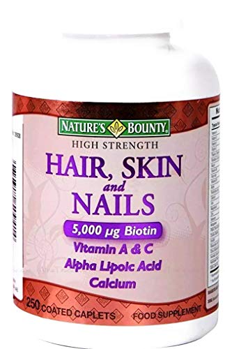 Nature's Bounty Haar, Huid & Nagels Voedselsupplement, 250 Gecoate Caplets (3 maanden levering)