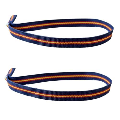 Pulsera de cinta ajustable de ESPAÑA con cuenta de acero de sujeción, 10 mm de grosor y 35 cm de largo 100% poliester. Color AZUL MARINO (2 pulseras).