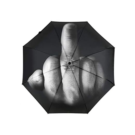 Ace Select Middle Finger Umbrella Novelty Umbrella Waterproof Folding Umbrella for Sun Rain Days Creative Gift for Birthday Christmas Halloween - Black