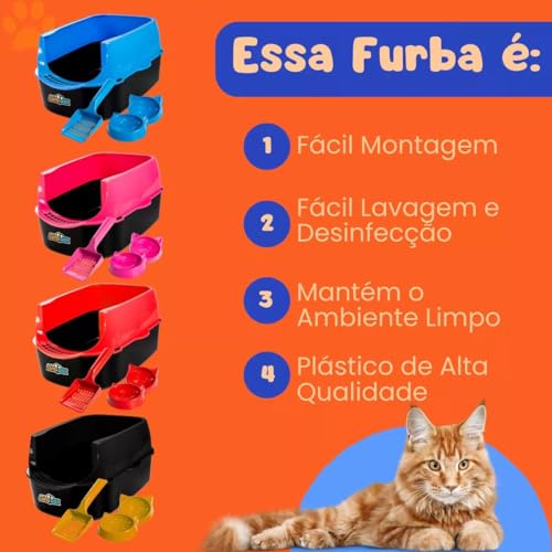 Kit 2 Caixas De Areia Bandeja Furba Desmontável Para Gatos Preta