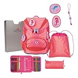 DerDieDas Schulranzen ErgoFlex Light Superflash Set 6-teilig Coral Reef lachsfarben