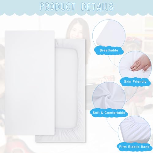 Image of VitalCozy 12 Pcs Daycare Cot Sheets for Sleeping Bulk 48 x 24 Inch Standard Size Preschool Soft Breathable Nap Rest Mat Crib Sheet for Kids Baby Boys Girls (White)