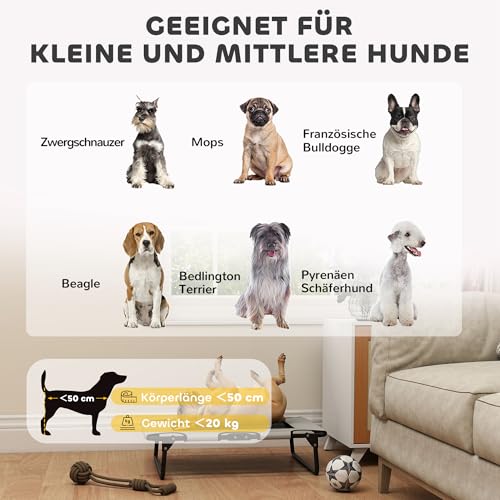 PawHut Hundeliege Outdoor, Erhöhtes Hundebett für kleine und mittelgroße Hunde, klappbar Haustierliege mit Mesh Stahlrahmen Füßen, Haustierbett für Draußen Camping, 75x51x18 cm, Hellgrau