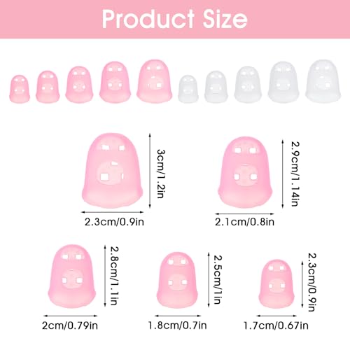 30 Pcs Rubber Finger Tips, Fingertip Protector Caps Anti-Slip Fingertips Protector Pads Breathable Silicone Finger Protector Covers Guard for Paper Turning Crafts Money Counting Guitar Playing - Thumbnail 5