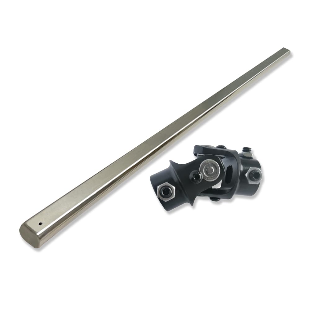 Chrome 24" Steering Shaft & Black 3/4" DD x 5/8"-36 Spline Universal U Joint Kit