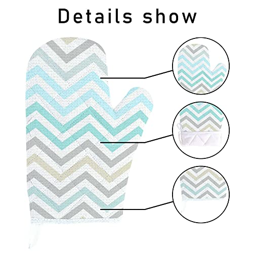 My Daily Kitchen Apron With Pockets, Oven Mitt And Pot Holder Set, Zig Zag Chevron Scandinavian Pattern Adjustable Apron For Men Women, Microwave Glove, Potholder, 3 Piece Cooking Gift Set #TOP7