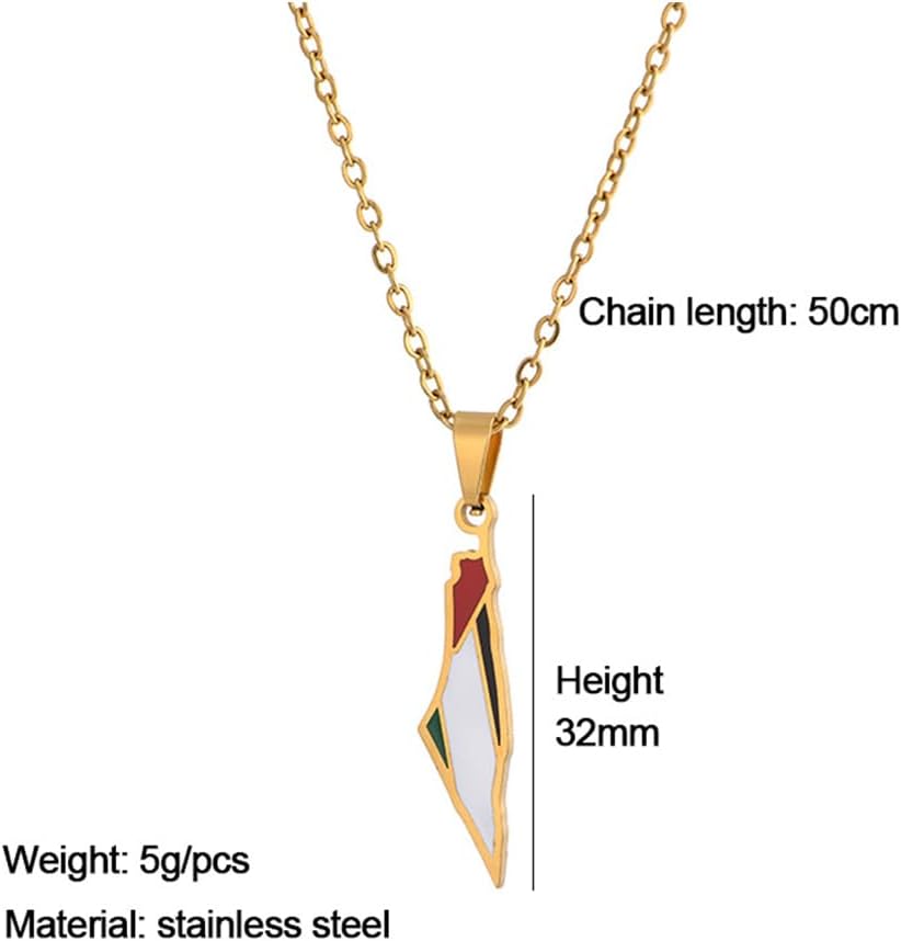 Palestine Necklace Stainless Steel Israel And Palestine Map Flag Necklace Pendant for Women Men Arabic National Jewelry - Image 4