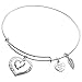 Qina C. Sterling Silver Mother Daughter Infinity Heart Double Heart Charm Adjustable Wire Bangle Bracelet Gift for Christmas Birthday New Year(Mother & Daughter)