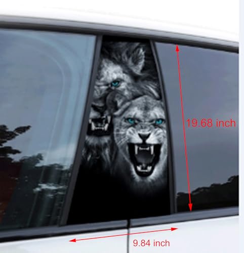 Image of 2pcs /1set Car B Pillar Sticker Decal Upgraded Vinyl Car Decals Body Side Stickers,Wolf Lions Rose Tigers Graphics Scratch Cover Large Sticker for Car Auto Van SUVs Trucks 19.6'' (Two Lions)