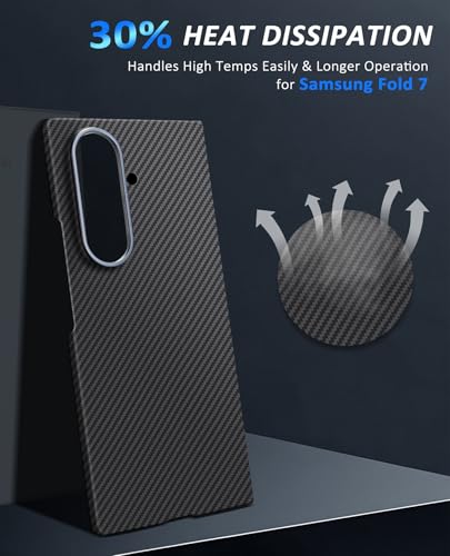Image of amazon basics Luxury Case for Samsung Galaxy Z Fold 6 - Ultra-Slim 600D Aramid Fiber, Military-Grade Strength, Wireless Charging Compatible, with Hinge and Glass,Matte Blue