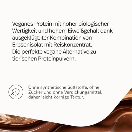 edubily® Veganes Proteinpulver - Mit Reisprotein und Erbsenprotein - Hoher Eiweißgehalt - Ohne Zucker - Mit Stevia - Laborgeprüftes Eiweißpulver (750 g, Schoko)