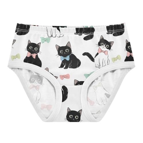 Wusikd Black White Cats Girls' Underwear Cotton Bows Girls Briefs Soft Toddler Underwear 2T