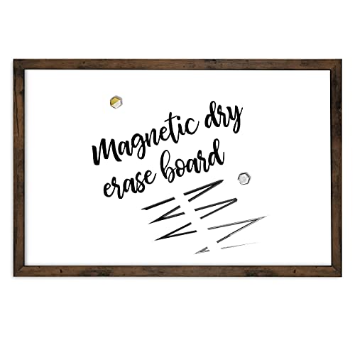 Loddie Doddie - Erase Board, Dry Erase Board for Wall, Magnetic Board with Built-in Marker Tray, Erase Board for Wall with Rustic Frame, 24 inches x 36 inches