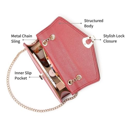 Image of Fastrack Casual Sling Bag with Lock Closure for Girls, Medium Size with Internal Organiser, Handheld Design and Metal Chain Sling