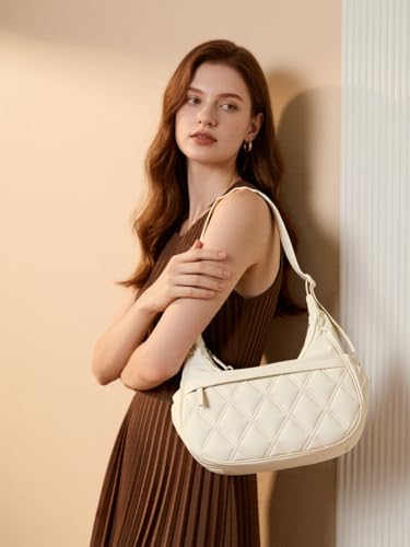 Image of JANKS Small Puffer Crescent Shoulder Bag for Women, Nylon Quilted Puffy Crossbody Purse, Cute Hobo Shoulder Handbags