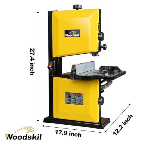 Woodskil 3-Amp 9-Inch Band Saw, 2500FPM Benchtop Bandsaw with Removable Safty Key, Cast Aluminum Table, Steel Base for woodworking