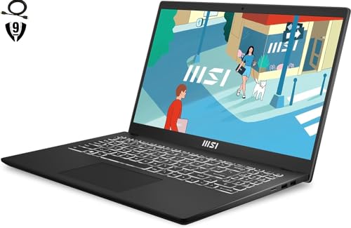 Image of MSI Modern 15 Laptop, 15.6 inch FHD Display, Intel Core i5-1235U Processor, 16GB RAM 1TB PCIe SSD, Wi-Fi 6, Bluetooth, Backlit Keyboard, SD Card Reader, Windows 11 Home, Black