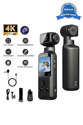 4K Ultra HD WiFi Spor ve Aksiyon Kamerası, 270° Döndürülebilir, Su Geçirmez Vlog Kamerası