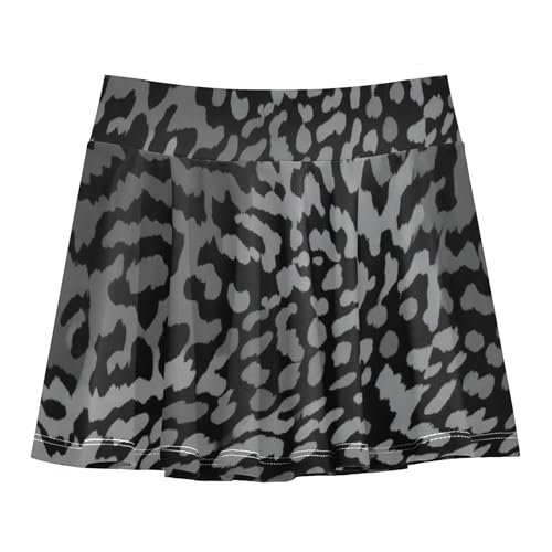Joisal Leopard Dark Gray Black Athletic Shorts Girls Skorts Tennis Skirts Kids Summer School Skirt 3t