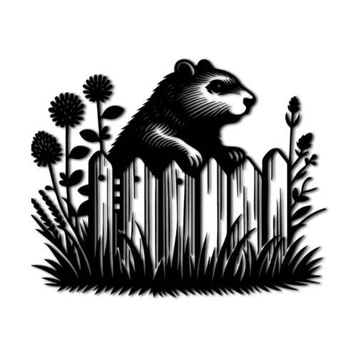 Groundhog Garden Fence Metal Wall Art Metal Outdoor Decor Metal