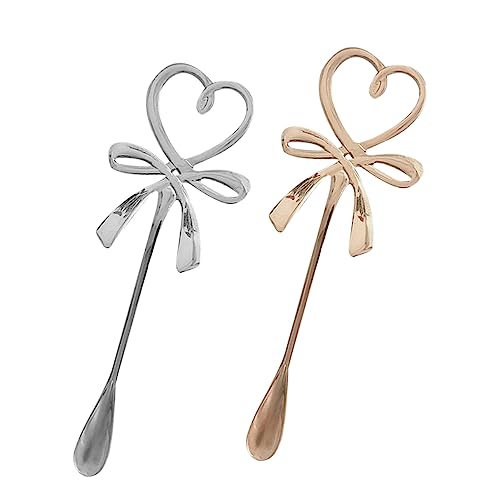 NAMOARLY 2pcs Love Coffee Spoon Golden Stirring Spoons for Coffee Set Creative Design
