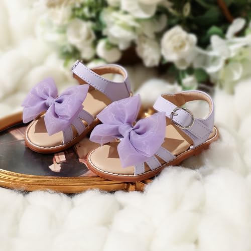 Image of Girls Dress Sandals Comfy Hook and Loop Summer Shoes for Toddlers(TA302 Toddler,Purple /6M)