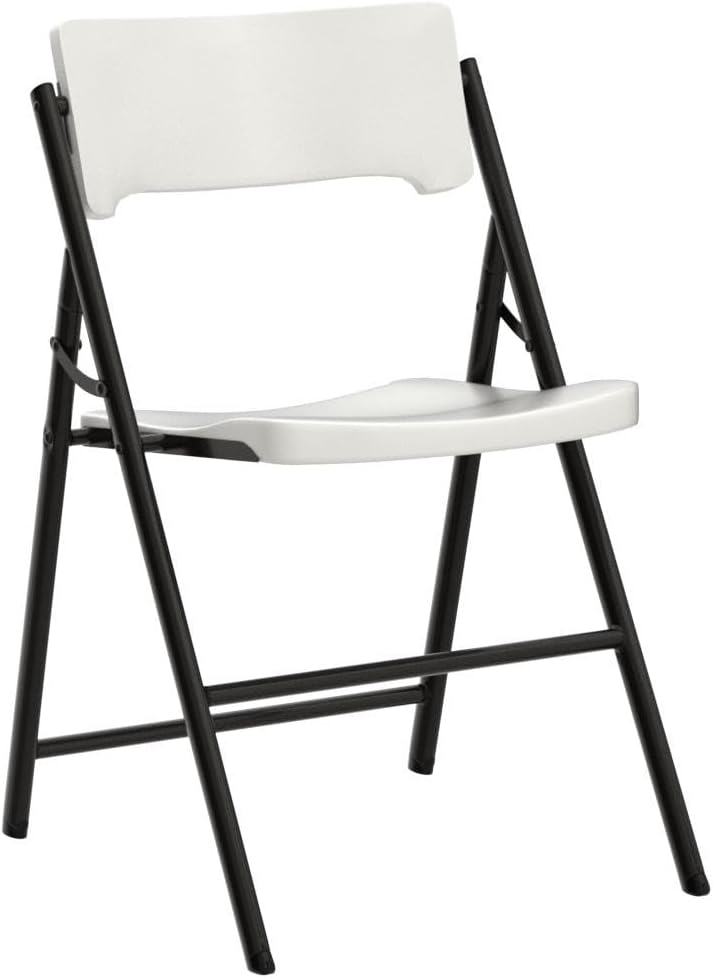 Living and More Commercial Folding Chair, Ergonomic Swiveling Back, Indoor Outdoor Use, 350-Pound Capacity, 1 Pack, White