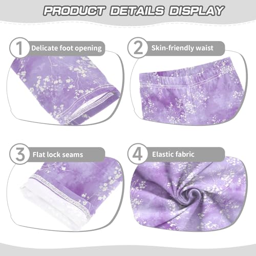 Light Purple Tie Dye Dots Girls Leggings Kids Yoga Pants Dance Active Tights 4T3