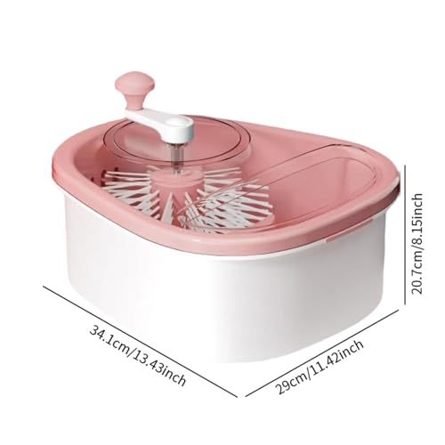 Égouttoir à vaisselle efficace avec brosse rose