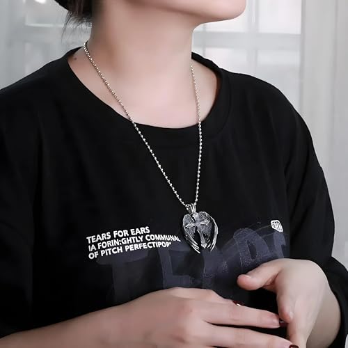 Vintage Angel Wings Cross Necklace For Women Men Punk Feather Guard Pendant Sweater Chain 2023 Jewelry-A024