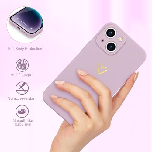 Image of Wirvyuer for iPhone 14 Case Cute Slim Shockproof Phone Case with Wireless Charging Support and Protection, Purple