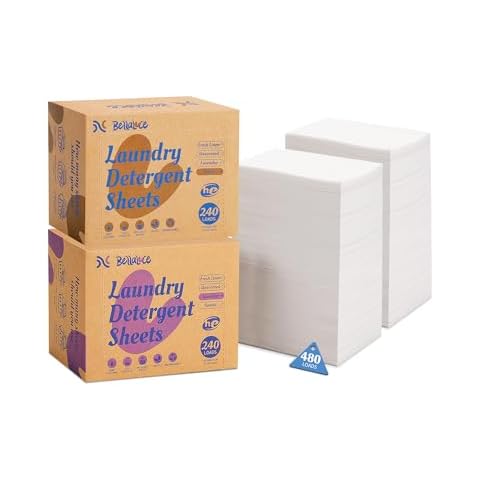 Laundry Detergent Sheets Lavender Santal-Space-Saving Travel Deep Cleaning Eco No Plastic Jug 480 Loads Cover