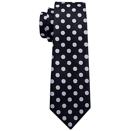 Image of Barry.Wang Ties for Men Silk Tie Sets Polka Dot Woven Necktie Pocket Square Cufflinks Business Wedding
