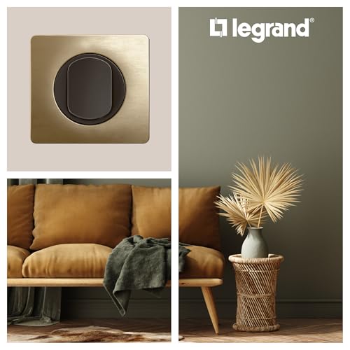 Plaque de finition Céliane Legrand bronze satiné 3 postes luxe