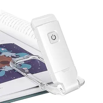BIGMONAT Book Reading Light Rechargeable Book Light,Reading Lights for Books in Bed,LED Clip on Reading Light, Small Book Light for Kids, Brightness Adjustable for Eye Protection-White