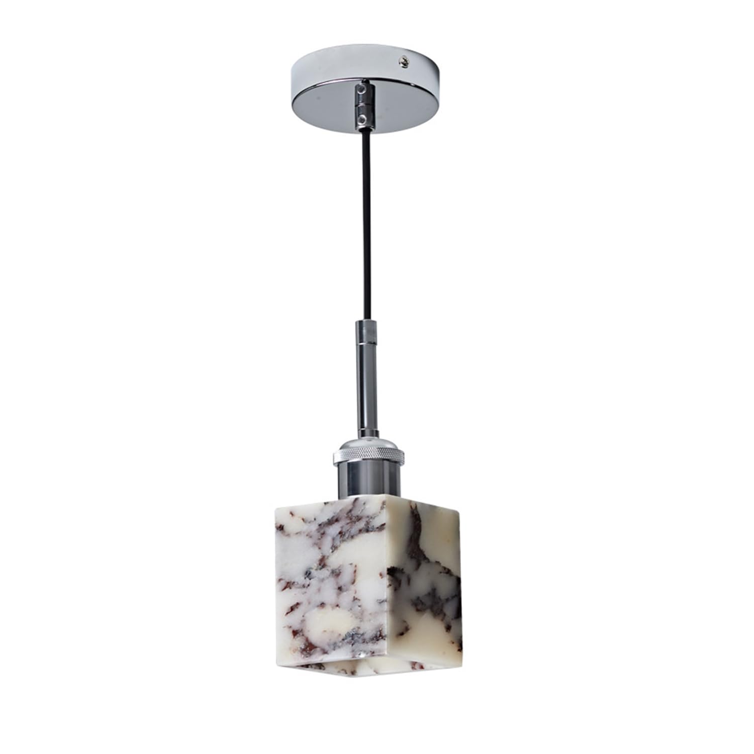 Lampa Wisząca Z Naturalnego Marmuru Kwadratowy Żyrandol Sufitowy 3,9 Cala Unikalna Tekstura Kamienia Ręcznie Polerowana Podstawa E27 Wiatr Wabi-Sabi W Stylu Hiszpańskim Do Korytarza,