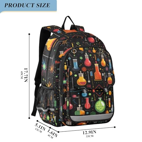 Cartoon Chemistry Backpack Kids School Bag Lightweight Laptop Backpack Elementary Capacity Student Bookbags for Travel Daypack with Reflective Stripes2