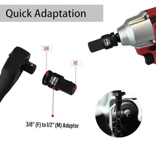 Image of YIYITOOLS 8Pcs Impact Socket Adapter and Reducer Set, 1 /4 inch-3 /8 inch-1 /2 inch-3 /4 inch SAE Socket Adapter, Impact Adapter Set, Cr-V Steel