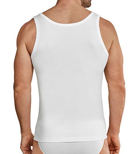 Schiesser 4 Herren Unterhemd Sportjacke Cotton Basic Feinripp Essentials - Weiß