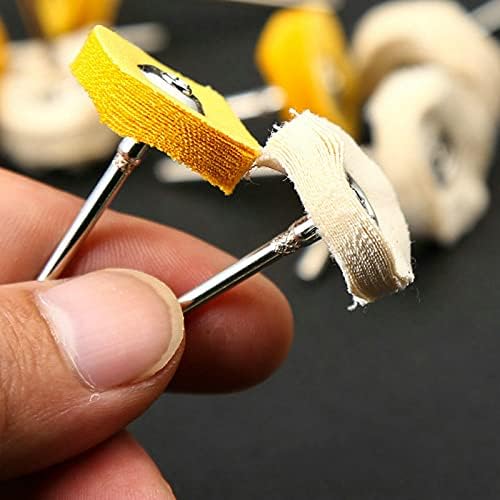 100PCS Felt Grinding Sanding Head Abrasive Tool Jewelry Polishing Wheel Buffing Pad 2.35MM Shank Polishing Cloth Wheel (White)