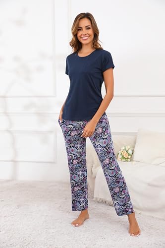 PNAEONG Women's Cotton Pajama Sets for Short Sleeve Top and Pants
| PNAEONG Women's Cotton Lounge Sets with Pocket
| PN 