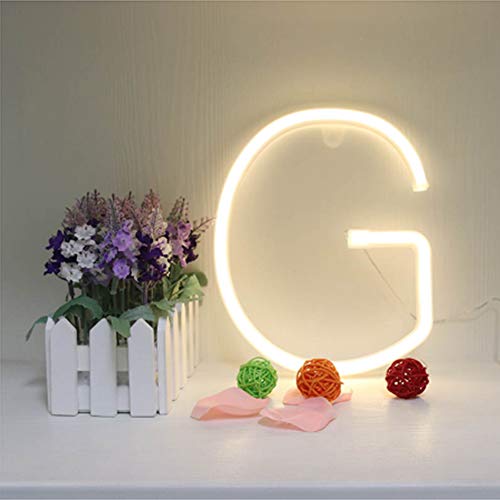 Image of LED Letter Lighting Up Words Alphabet Sign Battery /USB Powered Marquee Neon Lamp Party Accessories Wall Hanging Decor for Birthday Wedding Bar Bedroom (G)
