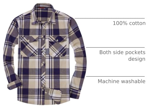 Image of Alimens & Gentle Men's Button Down Regular Fit Long Sleeve Plaid Flannel Casual Shirts