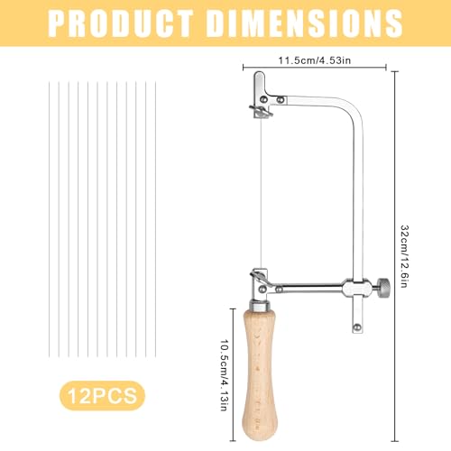 Juweliersäge Verstellbare Laubsäge mit 12 Laubsägeblätter, Drahtsäge Dekupiersäge Metallsäge Bogensäge Schmucksäge für Holz Holzbearbeitung Glas Metall