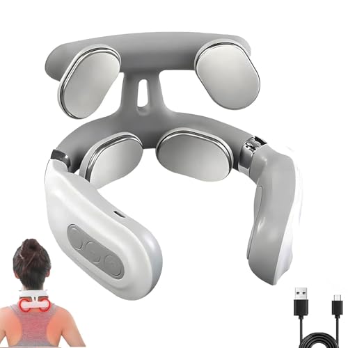 Ayland Vitality Magic Pro 2.0 Neck Massager Portable Neck Relaxation Device 4-Head Portable Neck Massage with 6 Vibration Modes & 15 Intensity Levels Ergonomic Design Promote Muscle Relaxation
