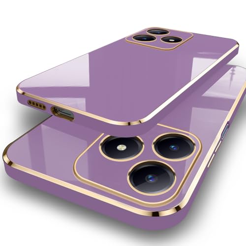 Image of TheGiftKart Luxurious Golden-Plated Back Cover Case for Realme C63 / Narzo N63 | Raised Lips for Camera & Screen Protection | Shockproof Design | Back Cover for Realme C63 / Narzo N63 (TPU, Lavender)