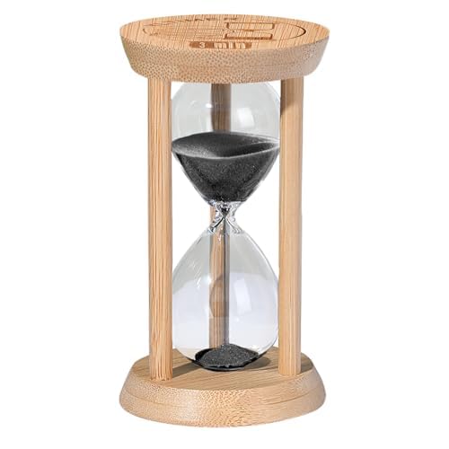 3 Minute Sand Timers, Wooden Mini Black Sand Hourglass...