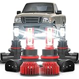 MNWHUC For Ford Ranger 2001-2011 4pcs Super Bright White 9007 High Low Beam and 9145 9005 Fog Lights LED Blubs Package，Plug-and-Play Bright Bulbs, Pack of 4